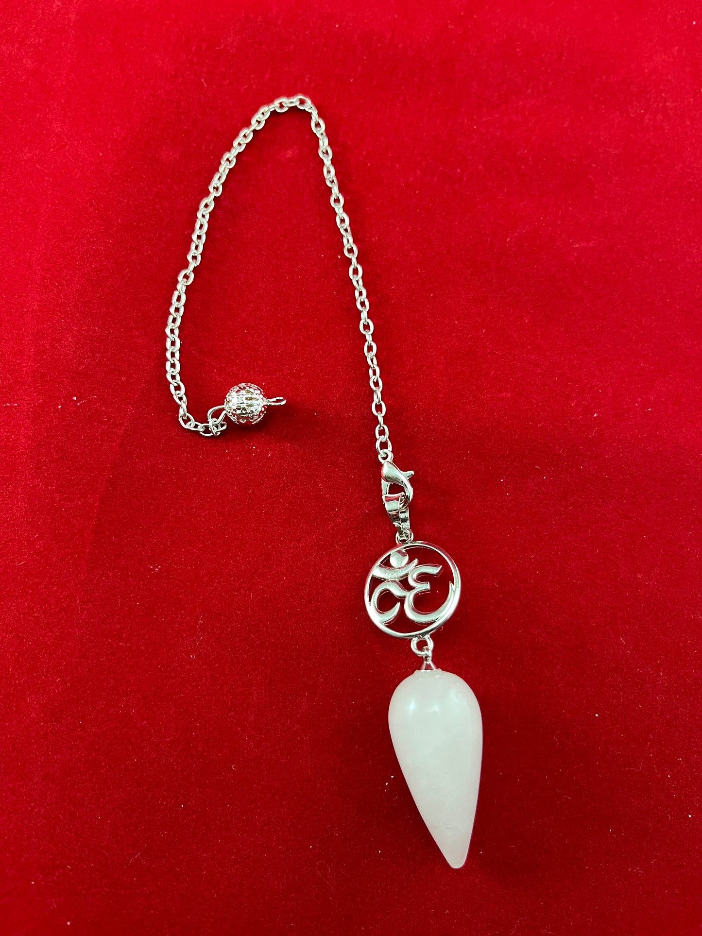 Pendulum with Om Symbol and Rose Quartz