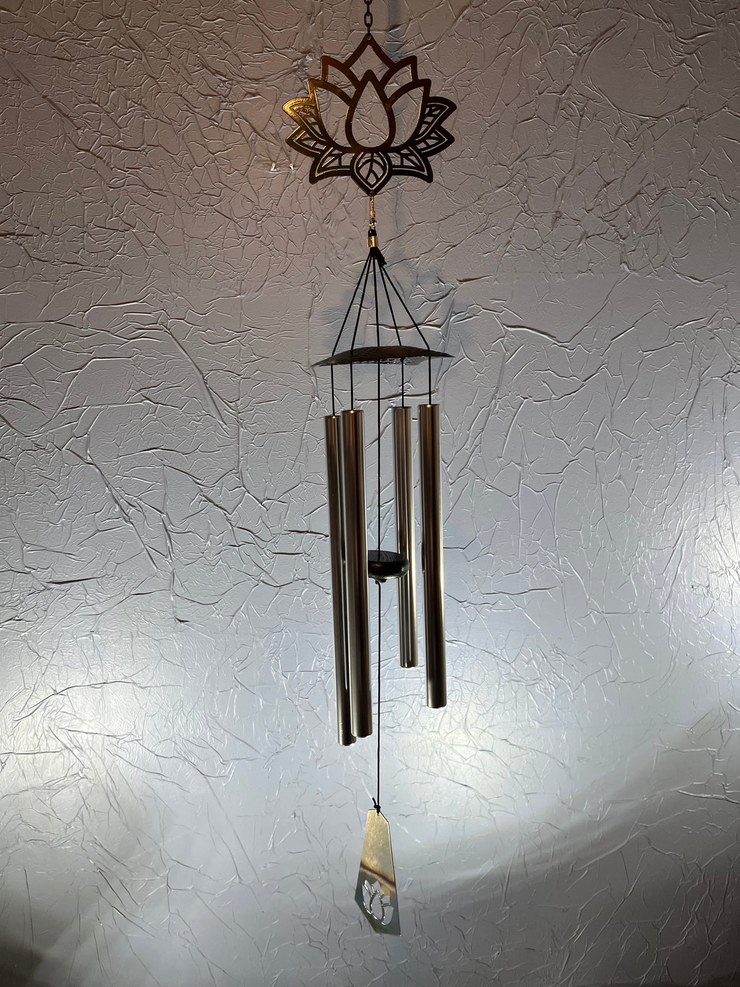 Black Laser Cut Wind Chime - Lotus