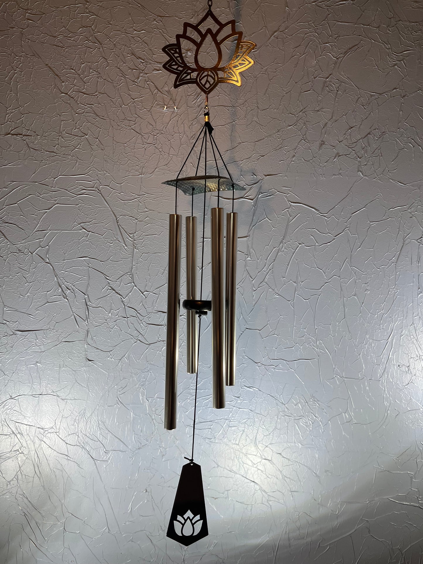 Black Laser Cut Wind Chime - Lotus