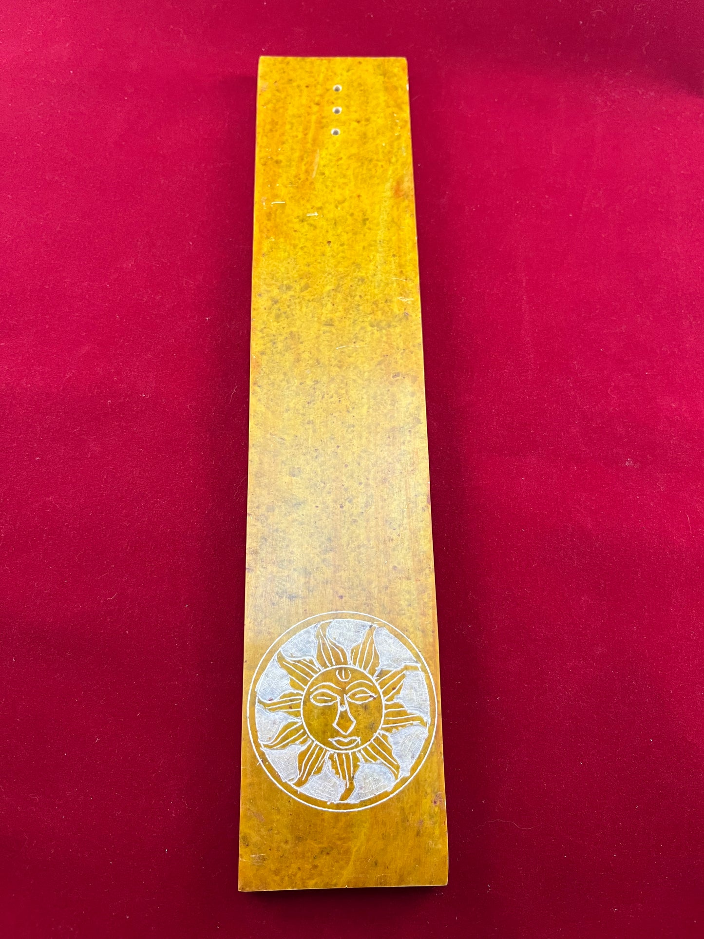 Soapstone Flat Incense Holders - Yellow Sun