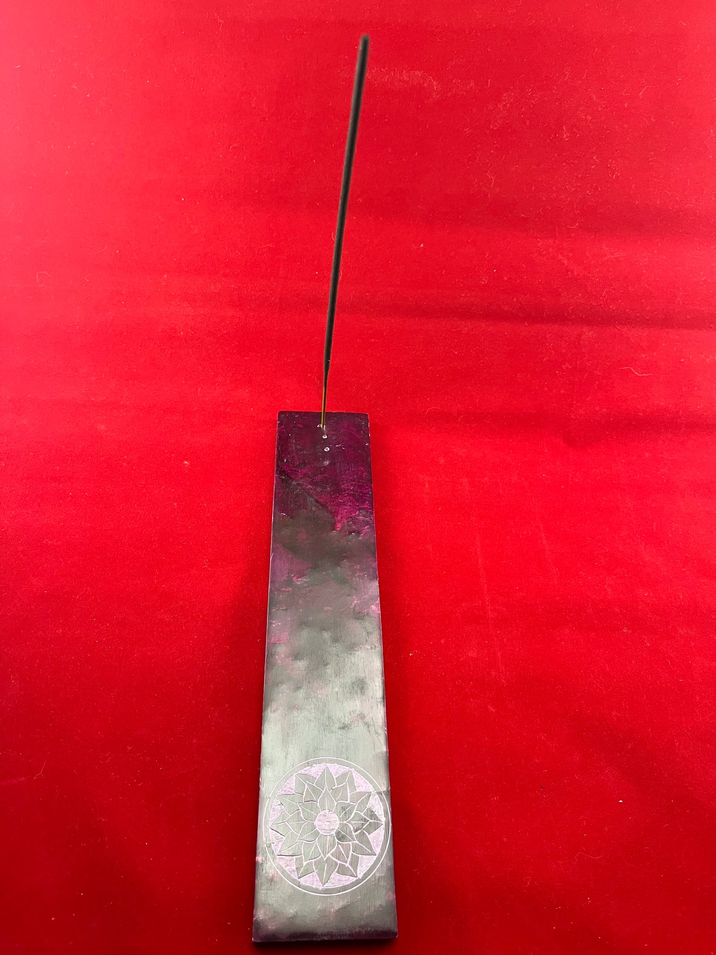 Soapstone Flat Incense Holders - Purple Lotus