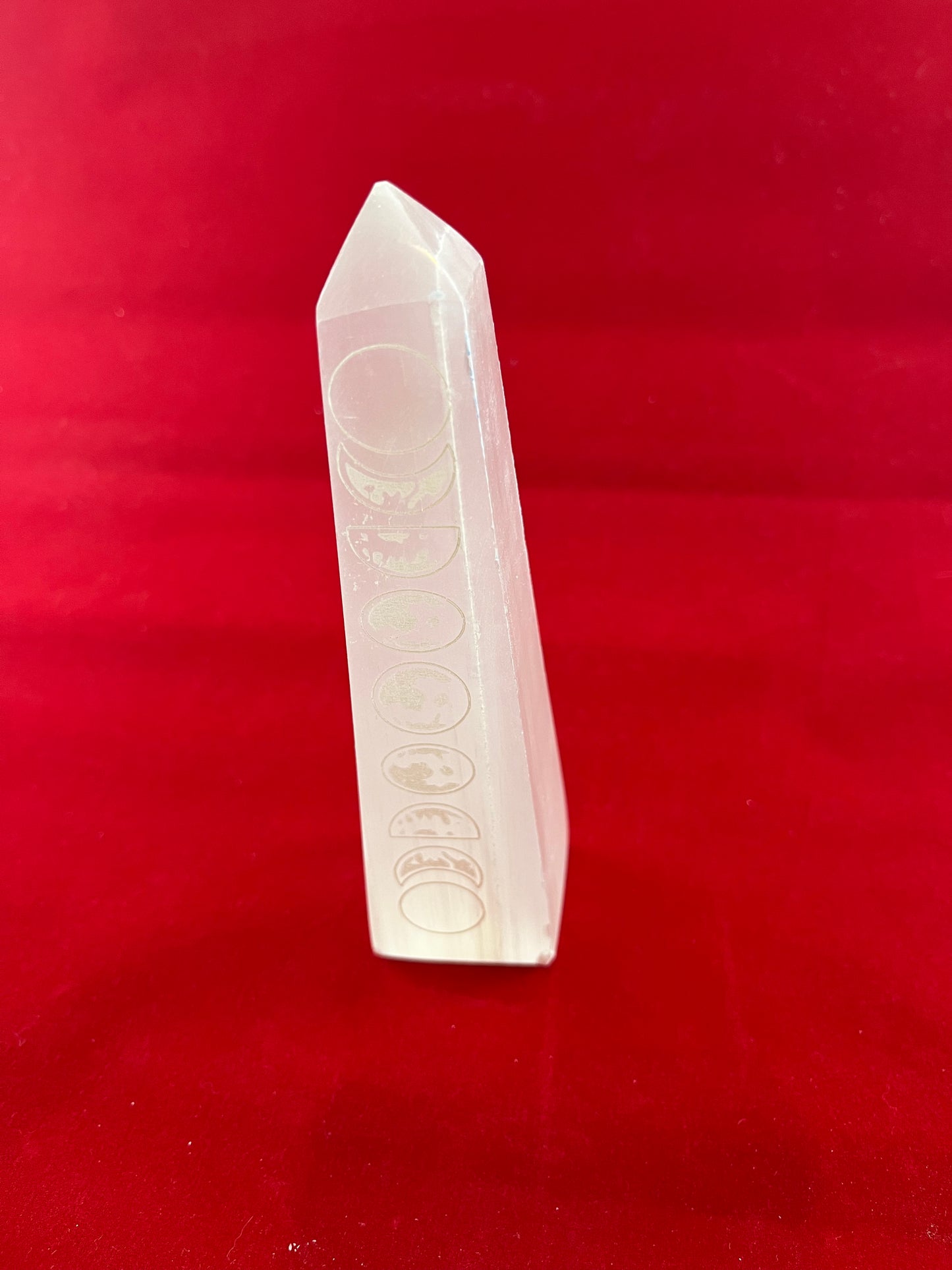 Obelisk - Selenite Engraved with Moon Phase