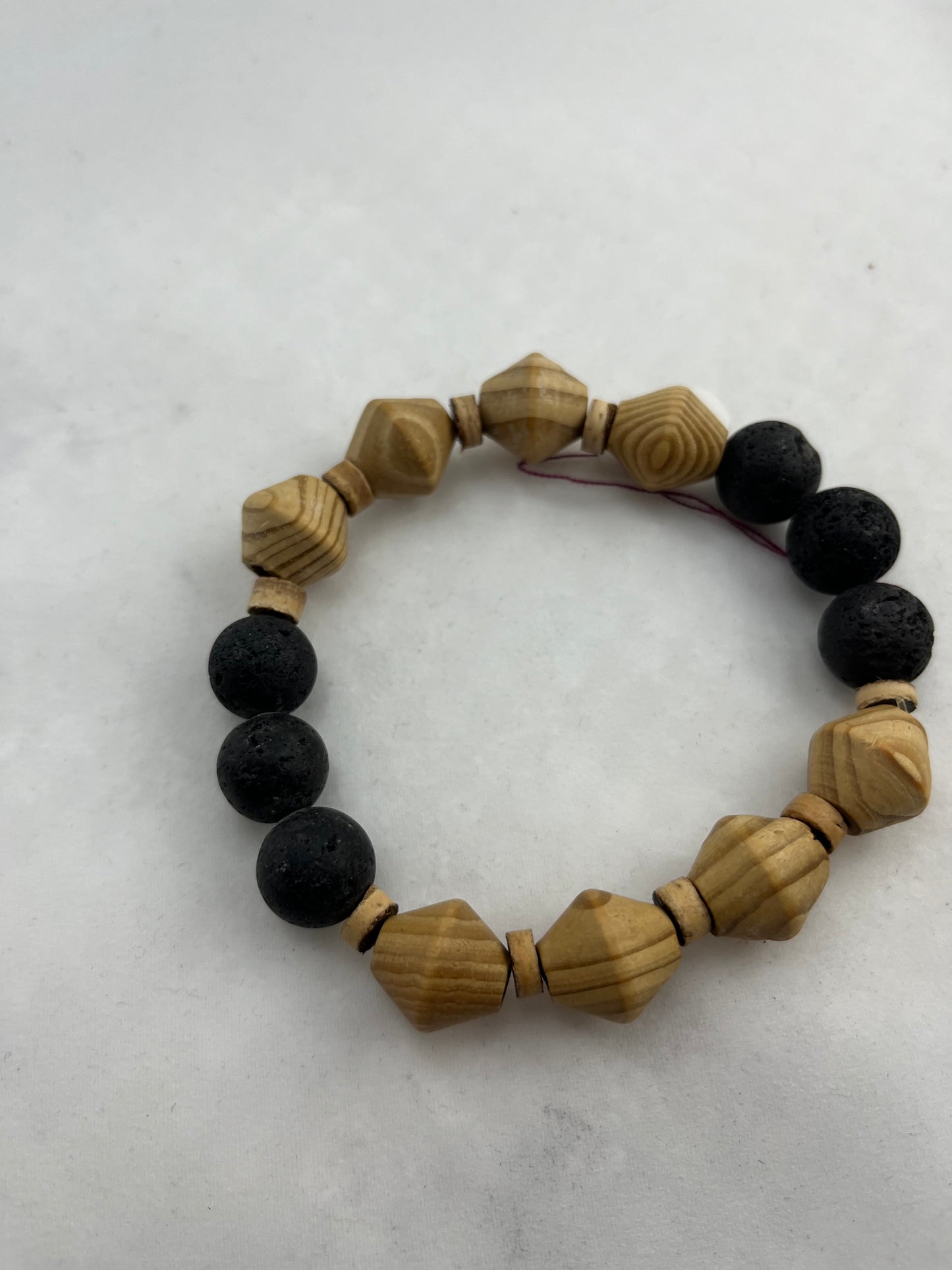 Wood and Lavastone Bracelet