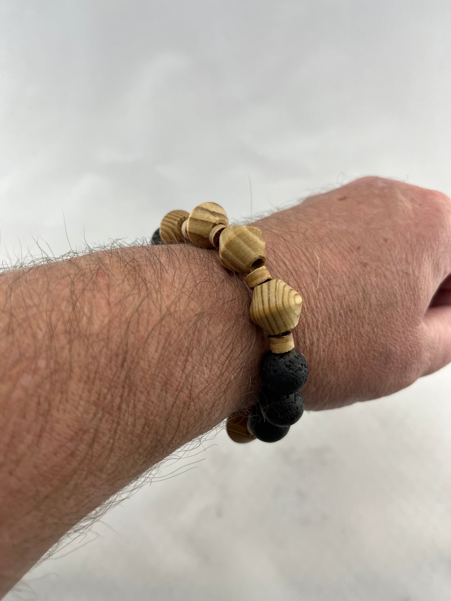 Wood and Lavastone Bracelet