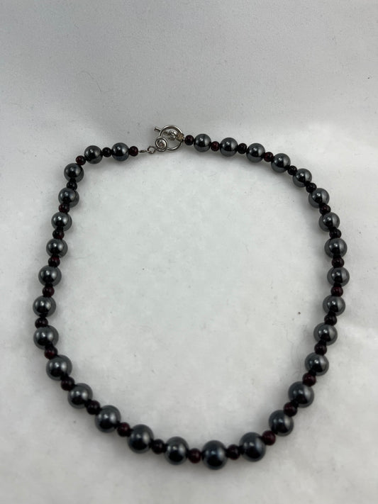 Magnetic Hematite & Garnet bead Necklace